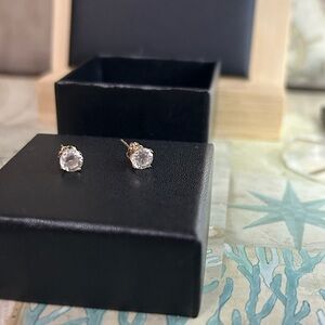 Gold Tone Cubic Zirconia Stud Earrings